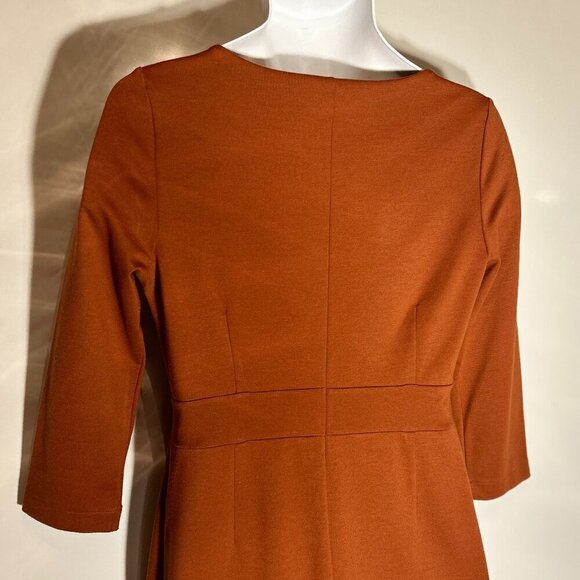 Lands' End  SZ S Rust knit dress career professional comfy flattering minimalist - Picture 4 of 8